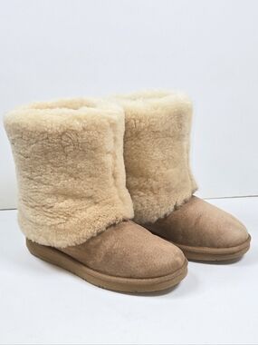 Ugg Maylin Cozy Shearling Winter Suede Cuff Boots Pull On Sz.7 Outdoor Luxury